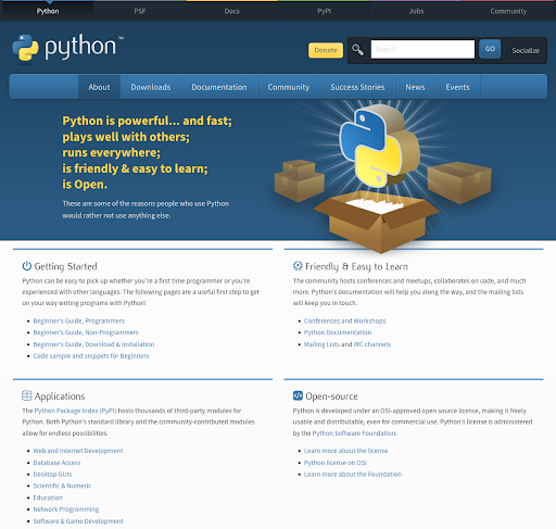 Python programming language for machine learning development website